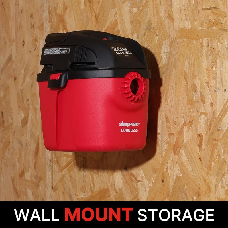 SHOPVAC مكنسة كهربائية لاسلكية رطبة وجافة، 8.0 كيلو باسكال مكنسة كهربائية لاسلكية مع مقبض قابل للطي وحامل جداري وملحقات متعددة الوظائف، مكنسة محمولة مدمجة للمنزل، السيارة، وموقع العمل - Image 4